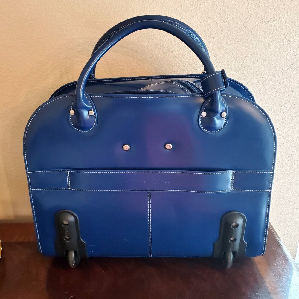 McKlein Blue Edgebrook Leather Wheeled Laptop Briefcase - Picture 7 of 10